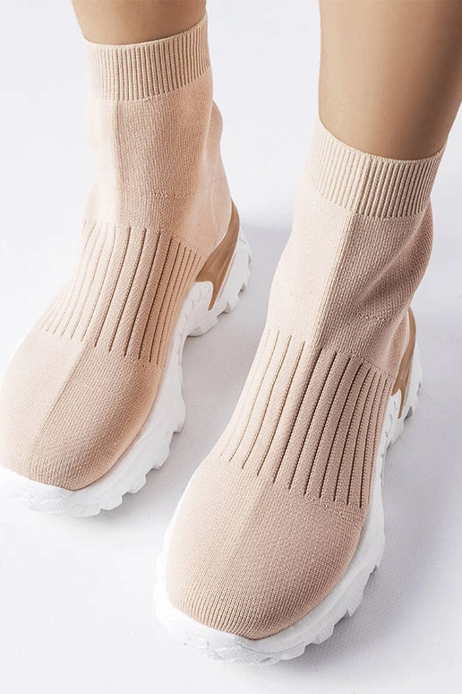 Beige Sneaker mit elastischem... Beige Sneaker mit elastischem...