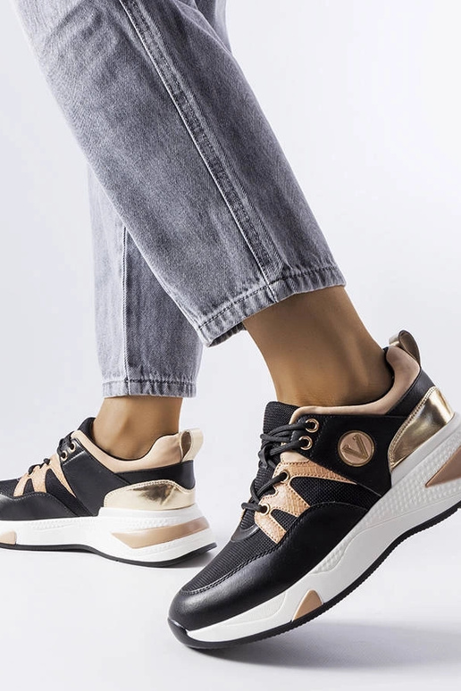 Schwarze und goldene Vinceza-Sneakers Schwarze und goldene Vinceza-Sneakers
