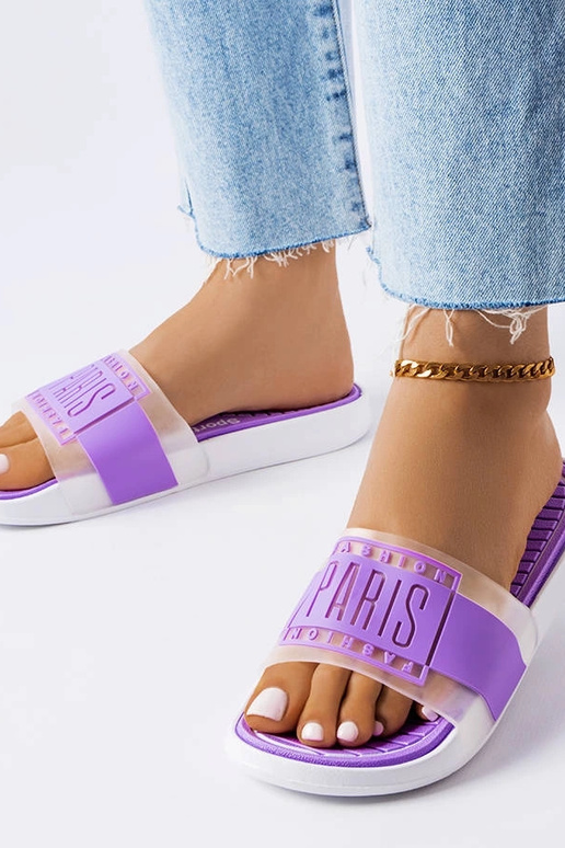 Lila Gummipantoffeln Paris