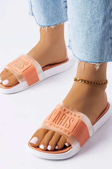 Beige Gummipantoffeln Paris