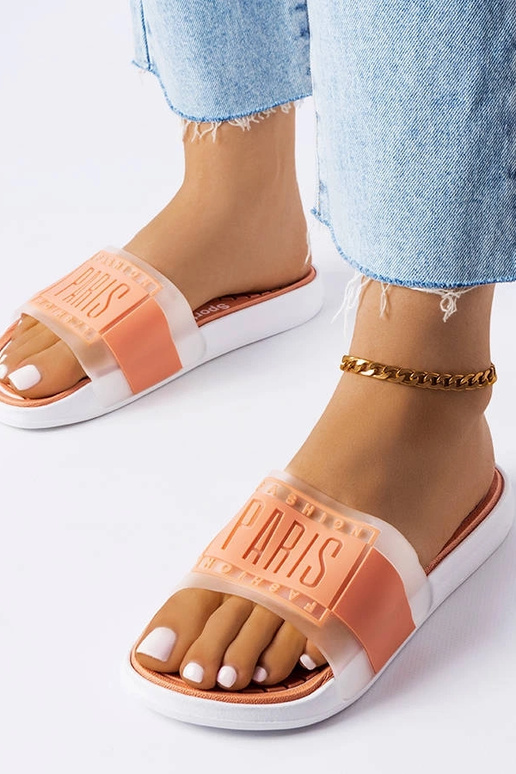 Beige Gummipantoffeln Paris