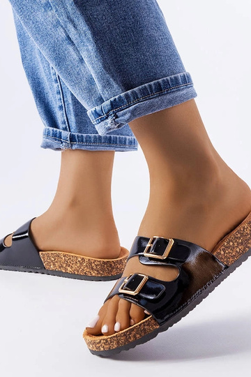 Schwarze Flip-Flops mit Korksohle Cincinna