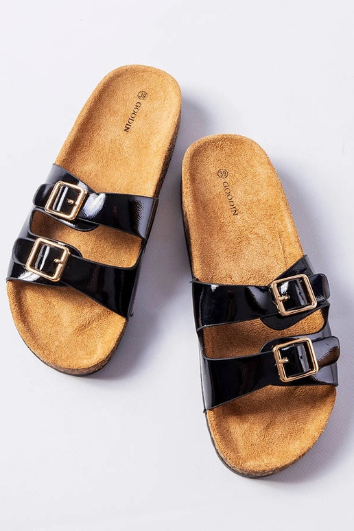 Schwarze Flip-Flops mit Korksohle...