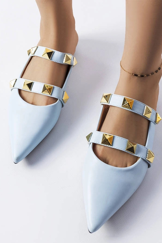 Blaue Pantoletten mit Nieten von Ruckman