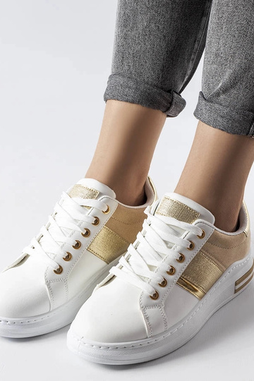 Weiße Sneakers mit beigen...