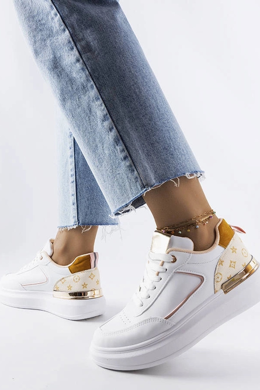 Weiße Sneakers mit beigen Einsätzen... Weiße Sneakers mit beigen Einsätzen...