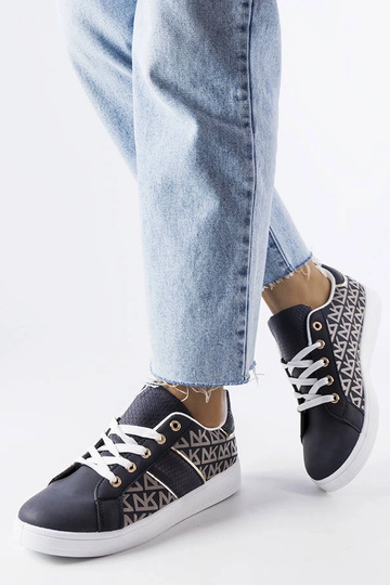 Marineblaue Sneaker verziert mit dem Bolduc-Monogramm