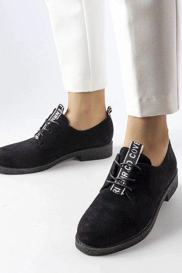 Schwarze Sunderland Kunstvelours-Balletschuhe
