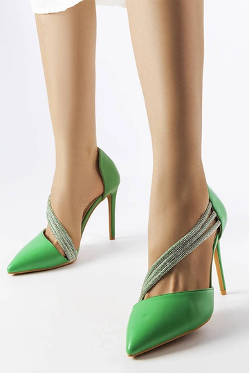 Grüne Strass-Stilettos...