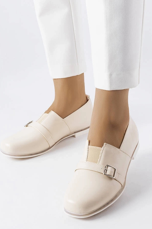 Sandfarbene Halbschuhe mit...