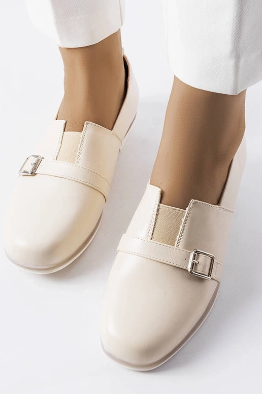 Sandfarbene Halbschuhe mit...