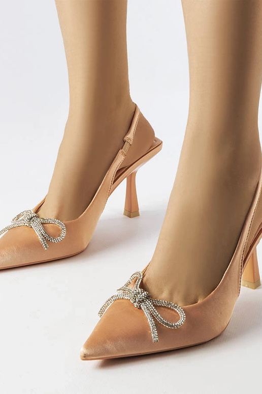 Beige High Heels mit Schleife Wildrose Beige High Heels mit Schleife Wildrose