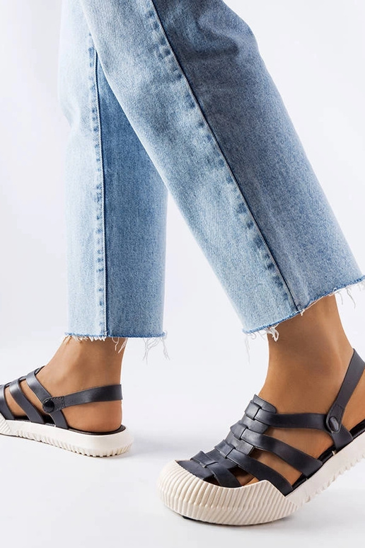 Schwarze Canton-Sandalen aus Gummi