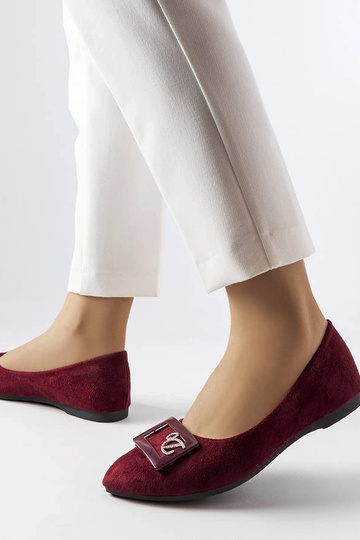 Burgunderrote Ballerinas mit Zirkonia Fleming