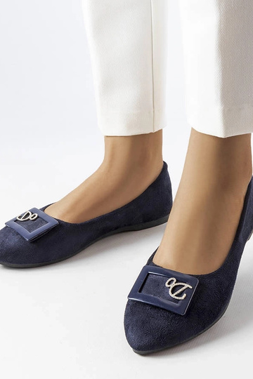 Marineblaue Ballerinas mit...