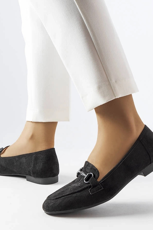 Schwarze Wildleder-Loafer für Damen... Schwarze Wildleder-Loafer für Damen...