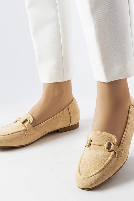 Beige Wildleder-Loafer für Damen mit... Beige Wildleder-Loafer für Damen mit...