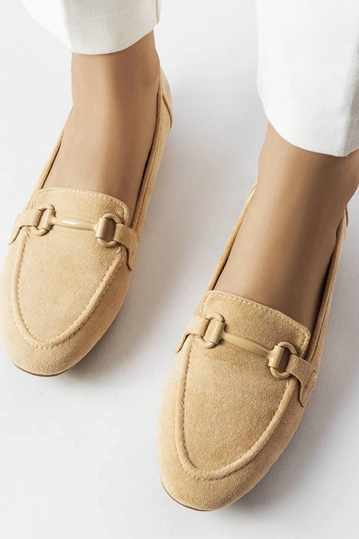 Beige Wildleder-Loafer für Damen mit... Beige Wildleder-Loafer für Damen mit...
