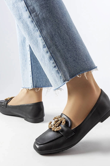 Schwarze Damen-Leder-Loafer...