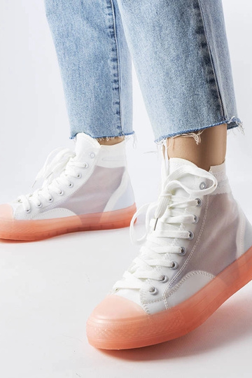Weiße und rosa Nanterre High-Top-Sneakers