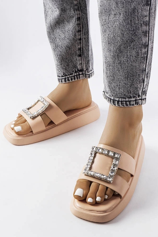 Beige Flip-Flops mit Fusberta-Zirkonen