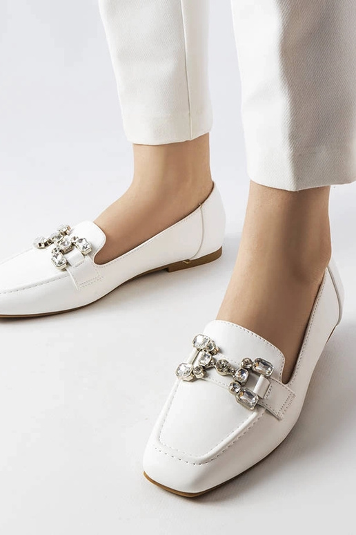 Weiße Mokassins mit Zirkonen Marechal Weiße Mokassins mit Zirkonen Marechal