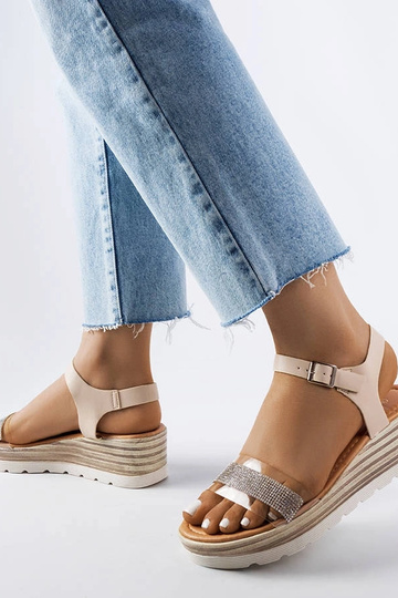Beige Keilsandalen von Bussière 2