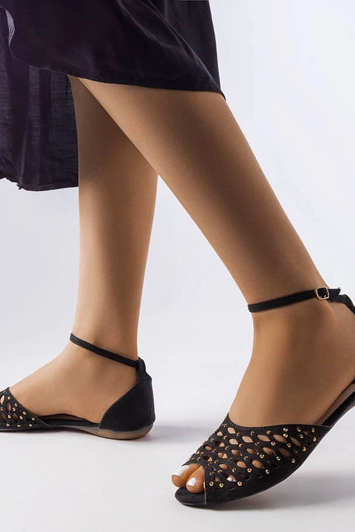 Schwarze durchbrochene Sandalen mit...