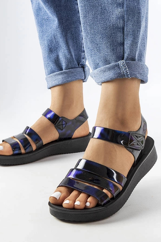 Marineblaue Covillon-Keilsandalen