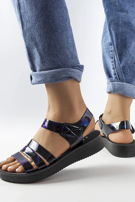 Marineblaue Covillon-Keilsandalen