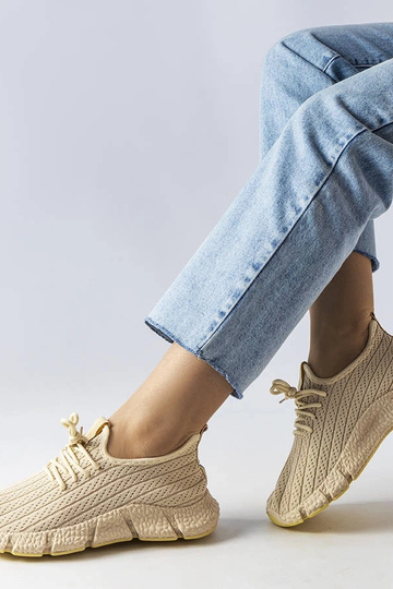 Hellbeige Sport-Sneakers...