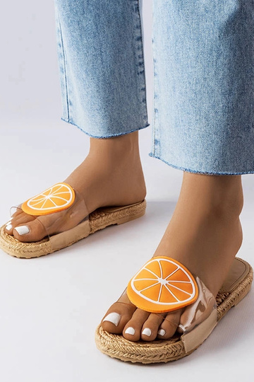 Durchsichtige Sandalen mit Orange, „Foddie"