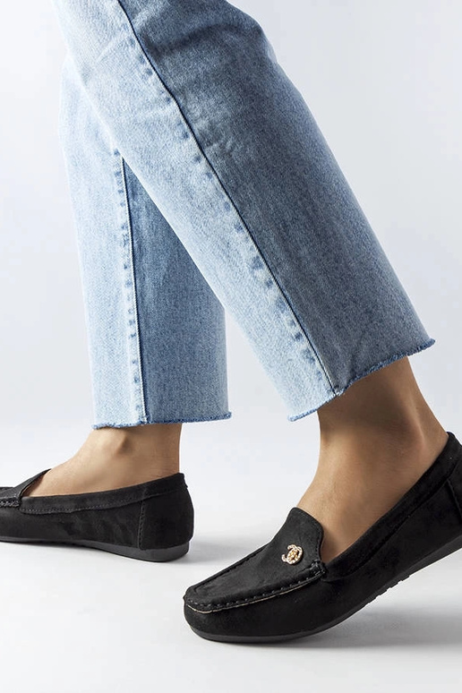 Schwarze Damenmokassins, „Clardoux"