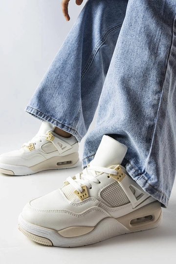 Beige Sneaker aus kombinierten Materialien Malas 2