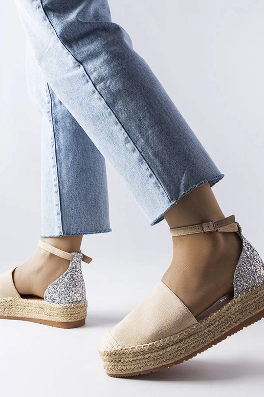 Beige Espadrilles mit Glitzereinsatz...