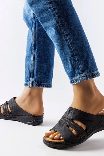 Schwarze leichte Flip-Flops mit Keilabsatz Oliwia