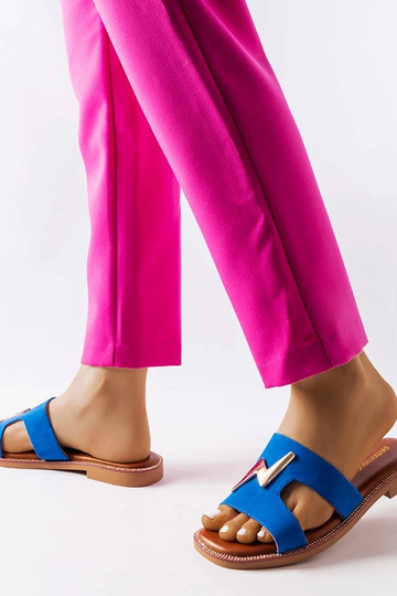 Leyra Blaue flache Sandalen