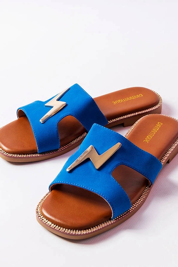 Leyra Blaue flache Sandalen 2