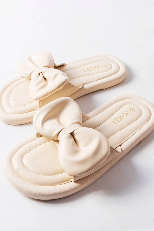 Beige Flip-Flops mit Schleife Lende
