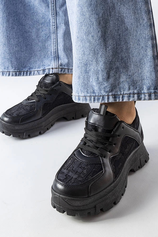 Schwarze klobige Brunswick-Sneaker Schwarze klobige Brunswick-Sneaker