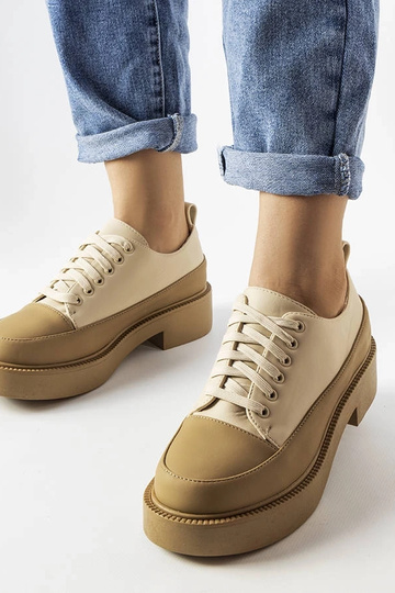 Dunkelbeige flache Schuhe Merico 2