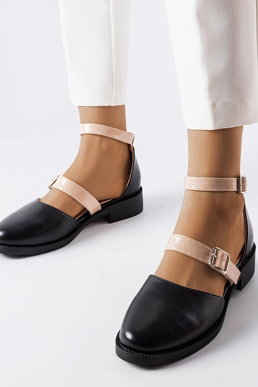 Schwarze Josiane-Ballerinas mit Schnalle