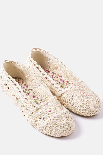 Beige gehäkelte Baby-Ballerinas Lisa