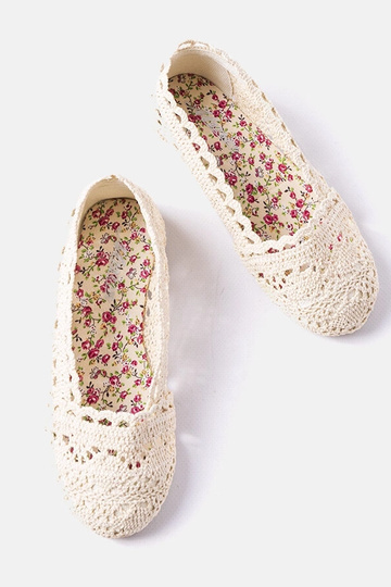 Beige gehäkelte Baby-Ballerinas Lisa 2