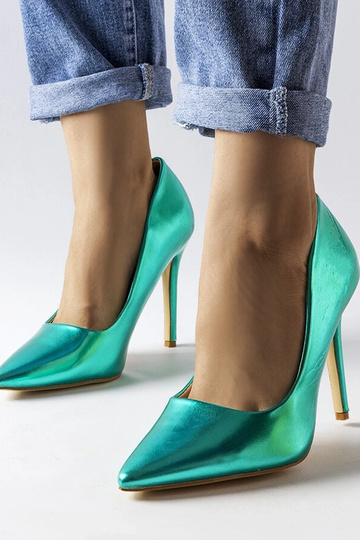 Grüne Metallic-Pumps von Delis