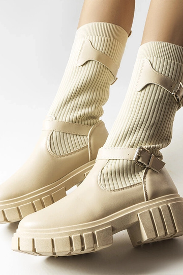 Beige stylische Stiefel mit... 2