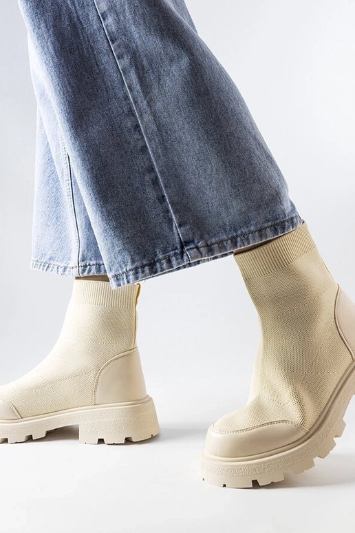 Beige Sockenstiefel Lonte