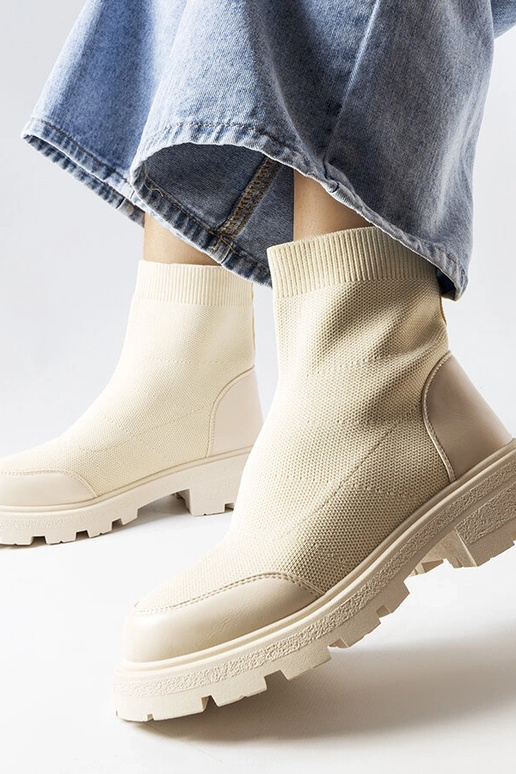Beige Sockenstiefel Lonte