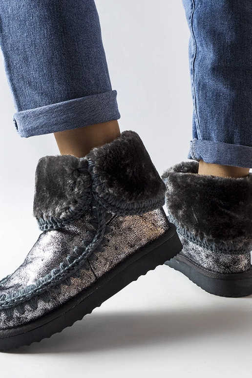 Graue metallische Winterstiefel, „Maggi"
