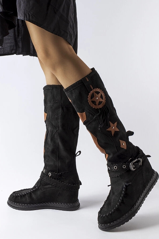 Schwarze Boho-Stiefel Putignano Schwarze Boho-Stiefel Putignano